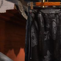 Jupe longue trapèze rétro en soie Xiangyun noire de style chinois traditionnel pour femme, jupe mi-longue pour femme 5662