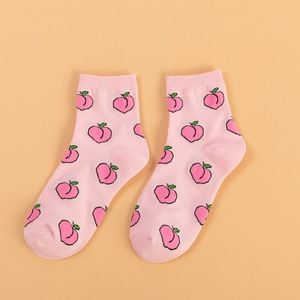 ถุงเท้าผู้หญิงแบบยาวครึ่งน่อง ผ้าฝ้าย ลายผลไม้น่ารักสไตล์ญี่ปุ่น แฟชั่นอินเทรนด์ ถุงเท้ายาวหนาสีขาว - Product Image 5