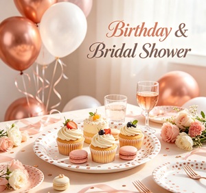 Assiettes en papier jetables à pois or rose blanc 7 pouces, assiettes décoratives pour desserts, fournitures de fête pour anniversaire, mariage, fête nuptiale - Product Image 4
