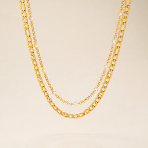 MYNECK 2026 NUEVO Conjunto de Collar de Cadena Cubana de Acero Inoxidable con Baño de Oro de 18K y Circonita, Estilo HIPHOP, para Mujer - Product Image 2