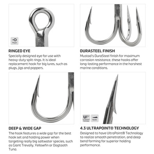 Anzuelos de Pesca de Alta Resistencia Blue Fin Tuna Super Duty, Clase Pesada, Triple Anzuelo <span class=keywords><strong>7X</strong></span>, Señuelo Fuerte, Acero con Alto Contenido de Carbono - Product Image 4