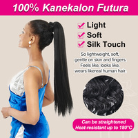 Extensions de cheveux synthétiques à clipser Julianna de haute qualité en fibre Futura, lisses et raides, à enrouler autour de la queue de cheval