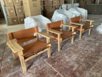 Fauteuil de designer d'Espagne pour hôtel et salon, en cuir de selle naturel, réglable, en bois de frêne, pour appartement et salon