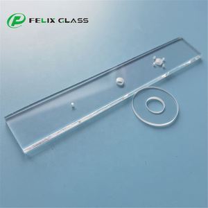 Plaque de verre en quartz/silice fondue FELIX sur mesure, résistante aux hautes températures et aux UV, avec trou - Product Image 1