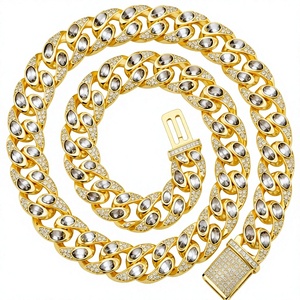 Gold Plated 925 Sterling <b>Silver</b> Cuban Link <b>Bracelet</b> with Moissanite Round Brilliant Cut Chain 18cm <b>Solid</b> Hip Hop Unisex Jewelry - Product Image 1