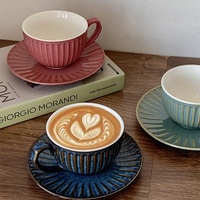 Ensemble de tasses à café en céramique à rayures verticales pour cappuccino