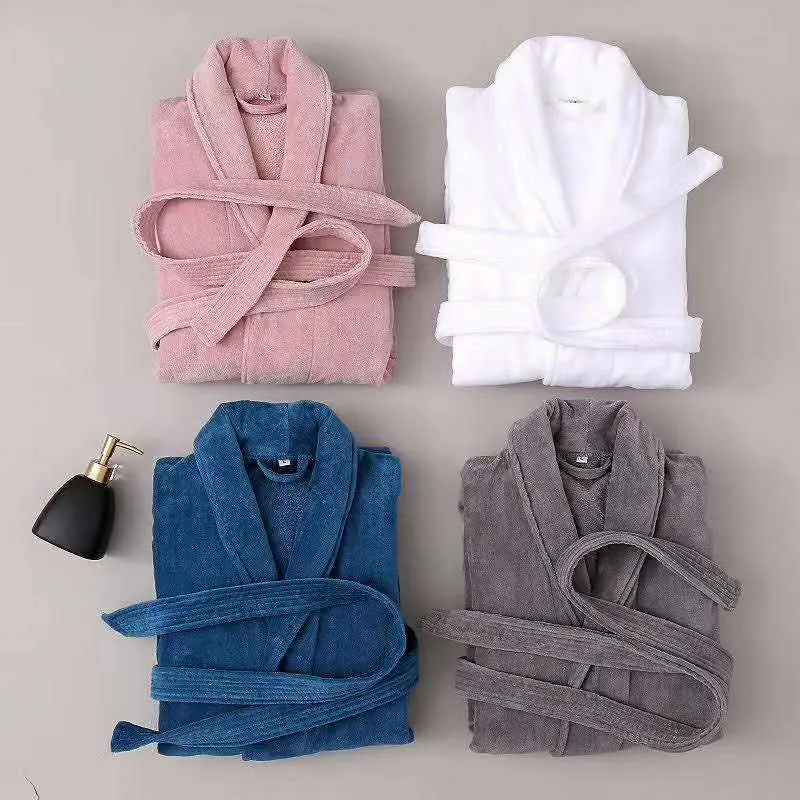 Hooded Terry Cloth Robes Women Plaid Pattern Bathrobe Robe 2023 Men's Sleepwear 100% Cotton Hotel Bathrobe