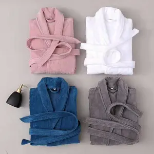 Batas de tela de felpa con capucha para hombre y mujer, bata de baño con estampado a cuadros, ropa de dormir 2023 algodón para Hotel, 100%