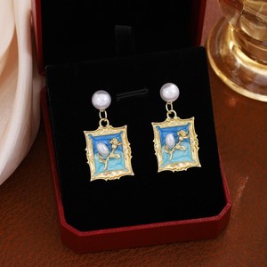 Pendientes de aceite de goteo de esmalte de aguja de aleación para perlas de agua dulce barrocas de gama alta para mujer - Product Image 4