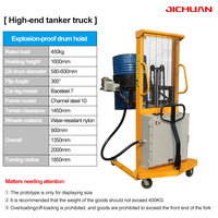 460kg 1.6m élévateur de tambour à huile semi-électrique empileur de tambour à huile hydraulique empileur de palettes avec Offre Spéciale d'angle de retournement de 360 °