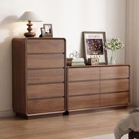 Commode à 7 tiroirs en noyer, meuble de rangement moderne en bois, armoire à coins arrondis pour chambre à coucher, salon, entrée