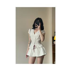 Jupe-short élastique pour femme avec cordon de serrage – Coupe évasée, jupe-short décontractée, plusieurs couleurs, taille élastique - Product Image 4