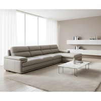 Juego de Sofás Seccionales en Forma de L de Cuero con Chaise Longue Modular, Otomana y Sillón, Tapizado con Mechones, Muebles Modernos para Sala de Estar