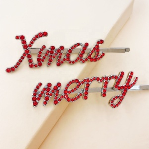 Kẹp Tóc Boby Bằng Kim Cương Giả Màu Đỏ Bạc Tùy Chỉnh Miễn Phí Ghim Biểu Tượng Chữ Trượt In Hoa Kim Cương Nhiều Màu Vàng Kim Cương Cho Bé Gái - Product Image 5