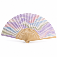 Éventail à main basse avec motifs ondulés lavande, coloré, idéal pour les mariages en jardin, les concerts et la vente au détail saisonnière