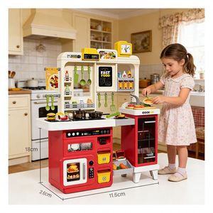 Children <b>Kitchen</b> <b>Toy</b> <b>Set</b> Pretend Baking Cooking Counter Oven Refrigerator Cupboard Skill Building Family Interaction Scenario - Product Image 6