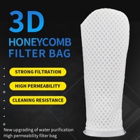 Sac filtrant en maille de nylon réutilisable de 200 microns avec anneau en plastique, pré-filtre en nid d'abeille 3D pour la filtration de l'eau des fosses de récif