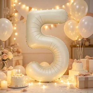 Party Love Numero Crema N5 100 Cm 12 Pcs Bag Balloon Elegant Number Balloon for Celebrations - Product Image 5