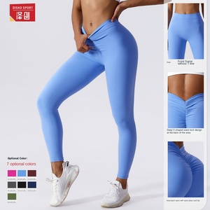 Leggings de yoga taille haute pour femmes avec design froncé en V aux fesses, pantalon extensible amincissant pour la gym, la course et le quotidien - Product Image 4