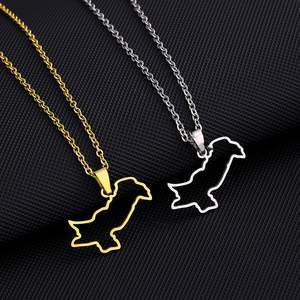 Collane a catena con mappa del Pakistan collana a catena con ciondolo con mappa della bandiera del Pakistan in acciaio inossidabile placcato <span class=keywords><strong>oro</strong></span> 18 carati - Product Image 3