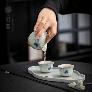 Retro Blue And White Porcelain Kung Fu <b>Tea</b> <b>Set</b> With Lid Small Ceramic Teapot Two <b>Cups</b> <b>Tea</b> Tray For Home Use And Entertaining - Product Image 2