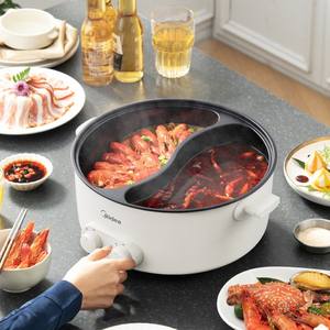 Olla eléctrica Midea de 6L, redonda, blanca, multifuncional, con olla interior antiadherente para freír, hervir y saltear. - Product Image 5