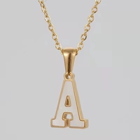 Collar de Moda de Acero Inoxidable con Baño de Oro/Platino de 18K, Colgante con Letra Inicial del Alfabeto, 26 Letras Disponibles, para Mujer, 18 Pulgadas