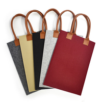 Sac fourre-tout en feutre personnalisé, couleurs variées, avec poignée en cuir PU, unisexe, écologique, pour courses et cadeaux