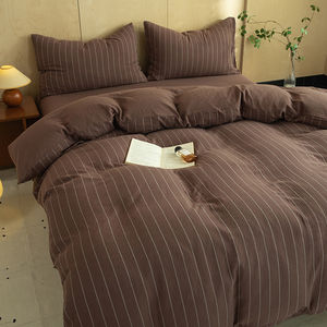 Juego de Ropa de <span class=keywords><strong>Cama</strong></span> Nórdica de Doble Capa de Gasa 100% Algodón, Teñido con Hilo, Rayas, Suave y Transpirable, Juego de 4 Piezas para Hogar y Hotel, Venta al Por Mayor - Product Image 4