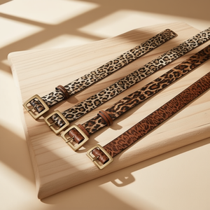 Cintura con Stampa Leopardata 4Cm Fibbia Quadrata in Vera Pelle Accessorio Moda Donna - Product Image 2