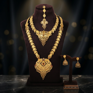 Wholesale 14K 18K 24K Gold Forming Combo Long Necklaces, Fashion Jewelry Set, Gold Plated Traditional Design Combo Jewelry Set. - Product Image 5