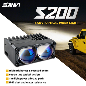 ราคาโรงงาน Sanvi S200 66W อุปกรณ์ตกแต่งรถยนต์ ไฟกลางกระจังหน้า ไฟเสริมสามสี ไฟโปรเจคเตอร์เลนส์ LED สำหรับกระจังหน้า - Product Image 1