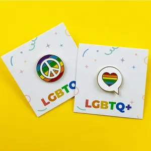 Pin Factory pelangi bendera warna-warni Enamel Pin Lapel grosir LGBT Gay Pride Rainbow Lapel Pin