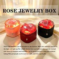 Caja de Joyería de Plástico con Rosas y Hortensias Preservadas, Luz LED, Regalo Romántico para Uso en Interiores/Exteriores, Tacto Suave, Forma de Corazón, Gran Venta