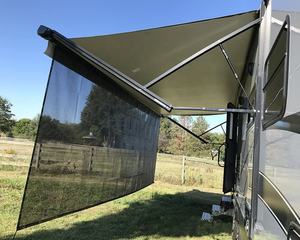 Sombrilla de malla negra bloqueador solar UV, autocaravana Camping remolque bloqueador solar UV dosel protector solar, pantalla de parasol RV <span class=keywords><strong>para</strong></span> toldo lateral - Product Image 1