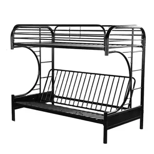 Металлическая кровать американская сверхпрочная недорогая двухэтажная черная металлическая двухъярусная кровать рама