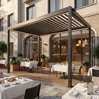 Pergola manuelle en acier à persiennes avec structure en aluminium, pare-soleil réglable monocouche pour restaurant et repas en plein air