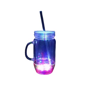 Mason Jar Mason Jar With Straw Travel Cup 18OZ Light Up Double Wall Mason Jar With Straw
