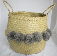 Panier ventre rond en jonc de mer tressé à la main, écologique et personnalisé pour femmes, coloré, design flexible pour la vie quotidienne VINACRAFT