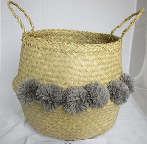 Custom Designed Eco-Friendly Seagrass Rattan <b>Hand</b> Woven <b>Bag</b> for Women <b>Black</b> Circle From Vietnam - Product Image 6