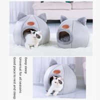 Lit pour animaux de compagnie semi-fermé portable et mignon, en coton épais et chaud, avec housse amovible et lavable, en tissu respirant et écologique, design carton