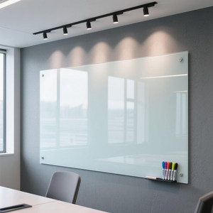 Pizarra Blanca Perforada de Vidrio Templado Zhongjia, Magnética, Borrable, de Pared, para Oficina, Reuniones, Hogar, Enseñanza, Capacitación, Grande - Product Image 1