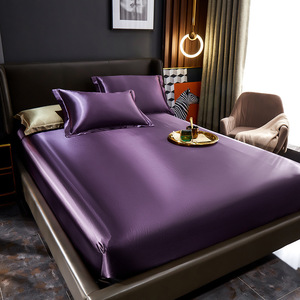 Parure de lit quatre pièces en soie de mûrier, couleur unie, rafraîchissante, pour usage domestique, comprenant drap, taie d'oreiller et housse de couette - Product Image 4
