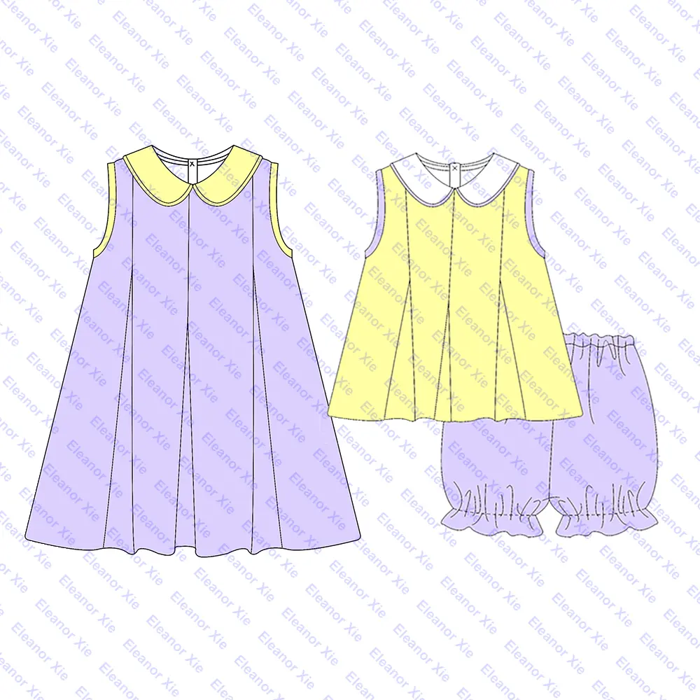 Personalisasi saudara perempuan pakaian cocok anak-anak perempuan gaun berlipat gaun musim panas katun balita bayi kecil perempuan set pakaian