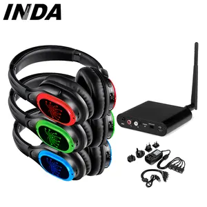 Full Bass/Over Ear/Metal Headband Headphones Silent Disco Party Use With Ultra Bright LED Light Logo