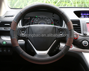 أحدث تصميم جلد طبيعي أسود غطاء عجلة القيادة M الحجم الساخن بيع - Product Image 4