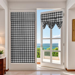 <span class=keywords><strong>Cortinas</strong></span> DaiRui para Puertas Francesas, Diseño a Cuadros, con Amarre, Paneles Opacos con Velcro sin Perforaciones para Puertas de Vidrio - Product Image 2