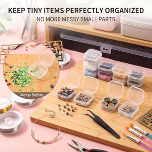 Boîte de rangement multifonctionnelle en plastique transparent PP pour bouchons d'oreilles, bijoux, pilules, outils, petit conteneur carré pour boucles d'oreilles - Product Image 4