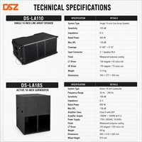 Sistema de Subwoofer Activo DSZ DS-LA110+DS-LA118S de 18 Pulgadas con Carcasa Metálica y Caja de Madera de Abedul