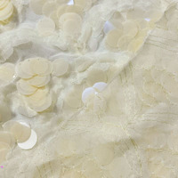Tissu en maille fluorescent tricoté en polyester 75D blanc avec broderie de dentelle et grandes paillettes, certifié OEKO-TEX, pour robe de mariée pour filles